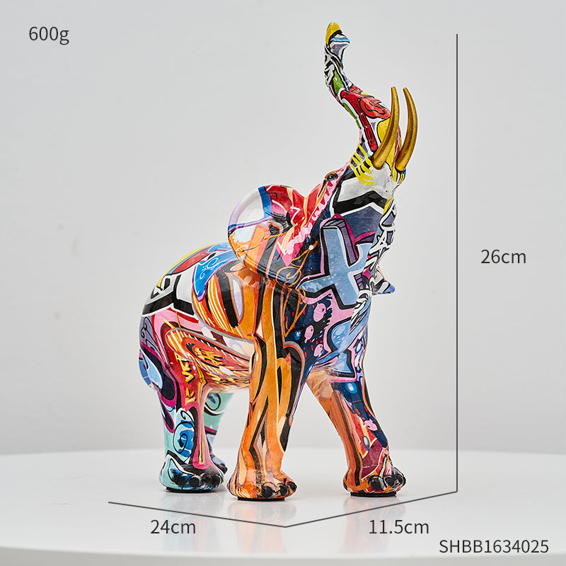 Statuetta resina creativa di elefante graffiti 2