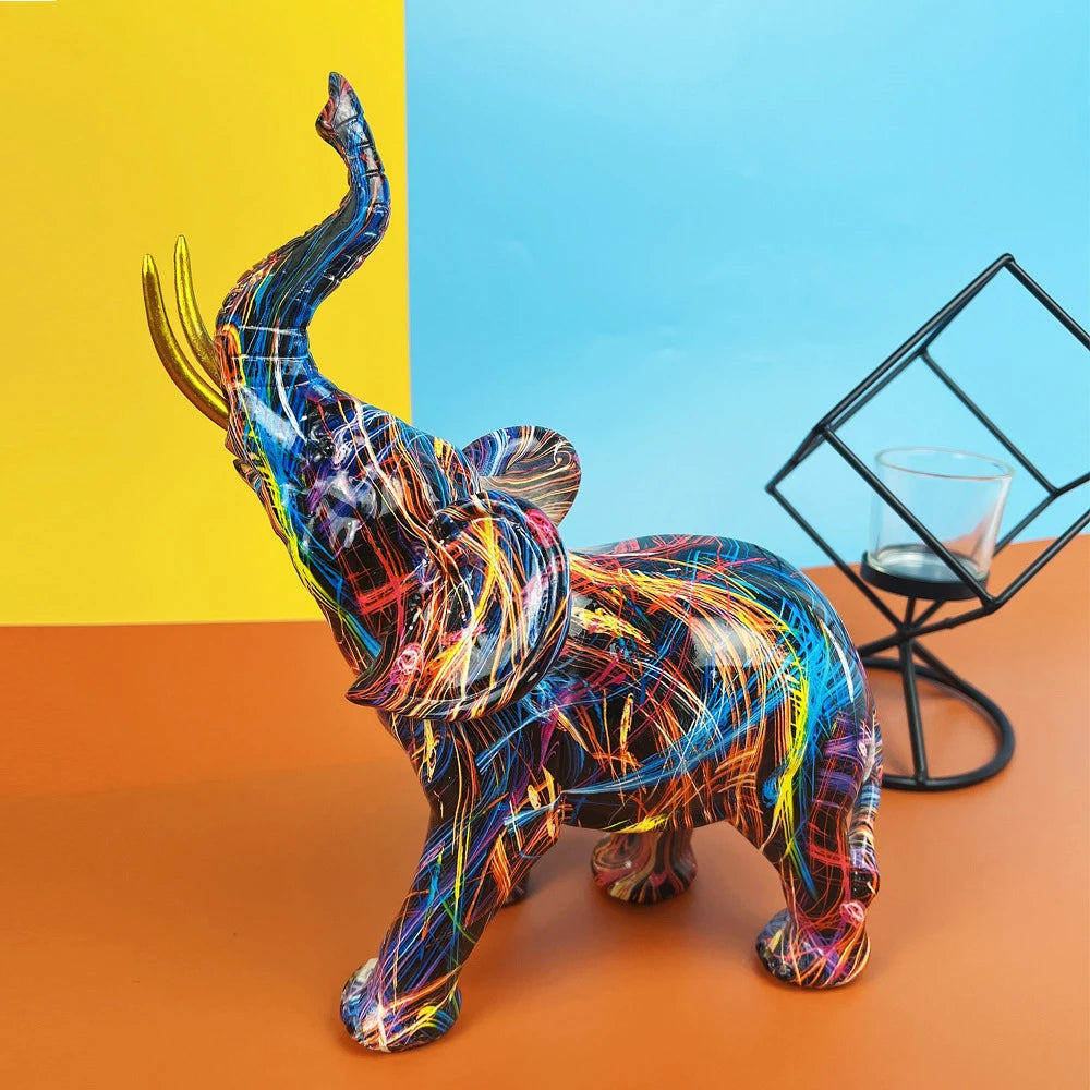 Statuetta resina creativa di elefante graffiti 1