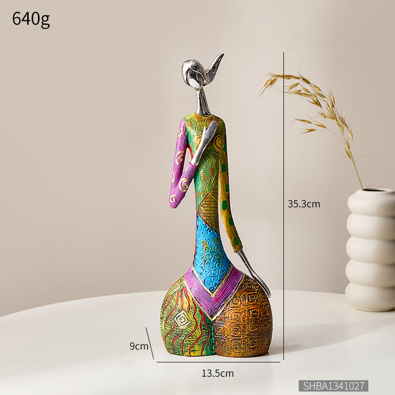 Nordischer Stil Ornamental Bunte Abstrakte Frau Figur 2