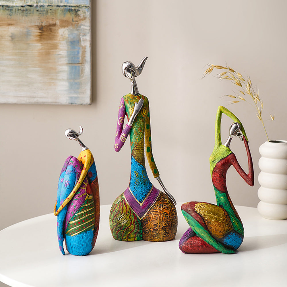 Figure donna astratta colorata ornamentale stile nordico SET