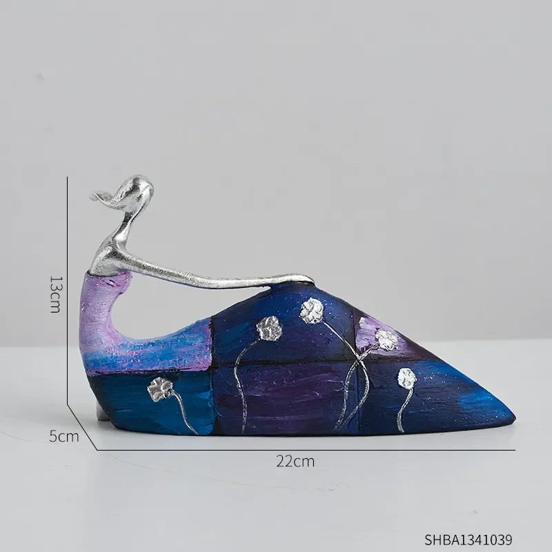 Statua donne con vestito viola/blu SET