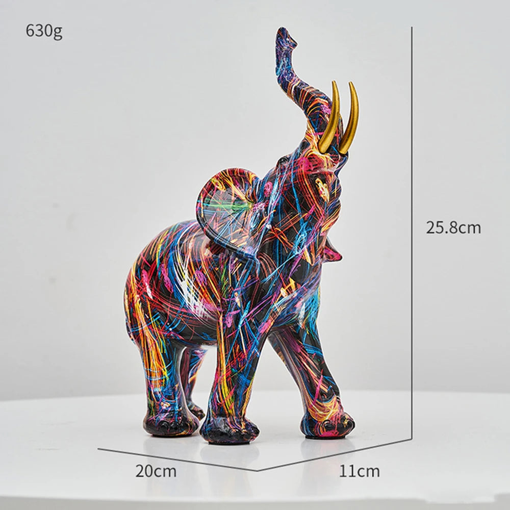 Statuetta resina creativa di elefante graffiti 1