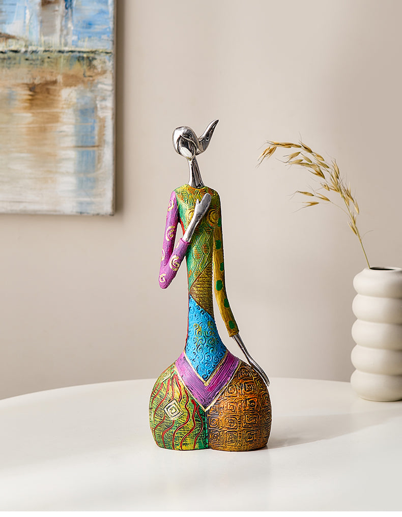 Nordischer Stil Ornamental Bunte Abstrakte Frau Figur 2