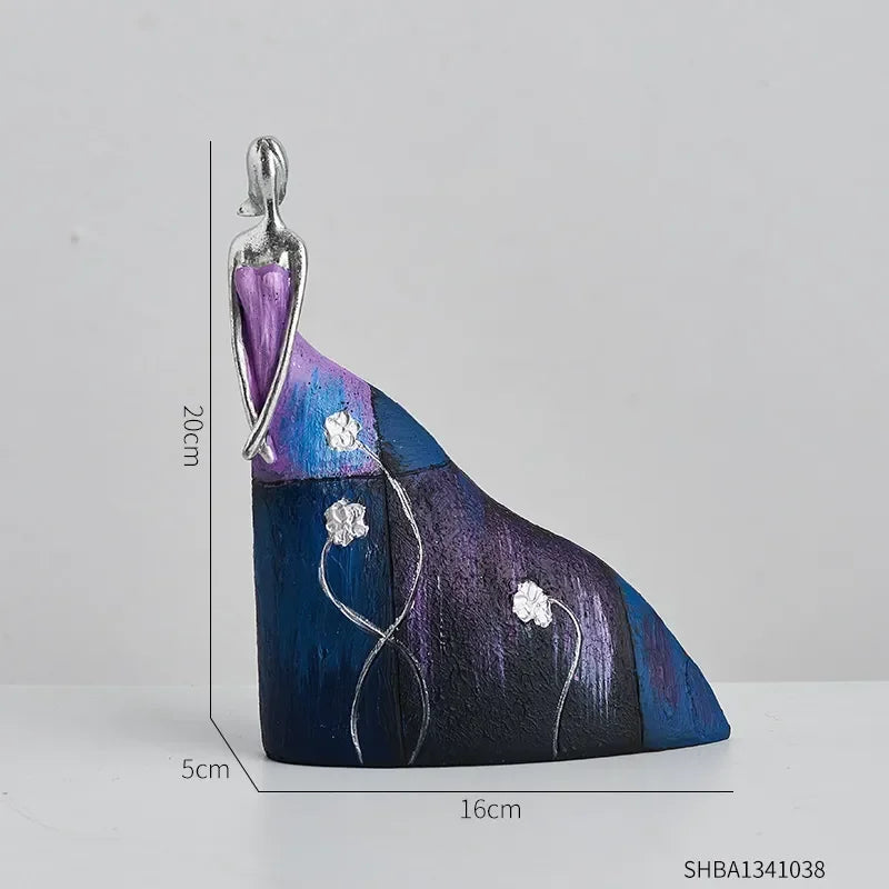 Statua donne con vestito viola/blu SET